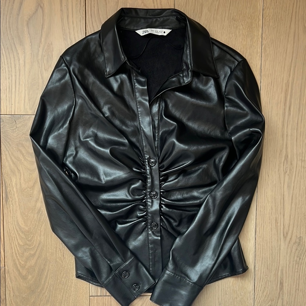 Zara Black Faux Leather Jacket